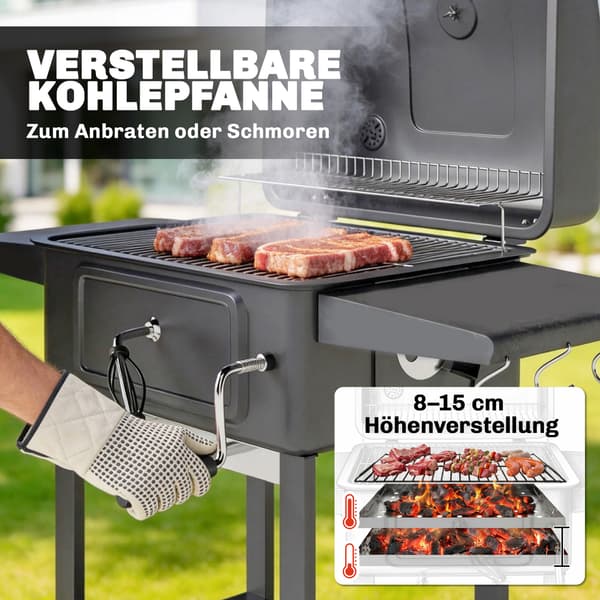 Hiiligrilli 112x65x115 cm Musta Metalli