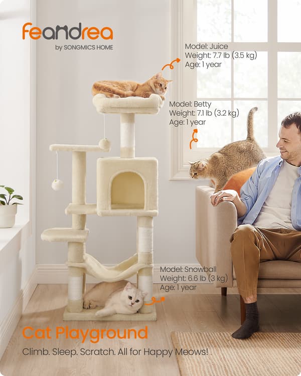 Kattetræ 45x35x112 cm Beige Stof