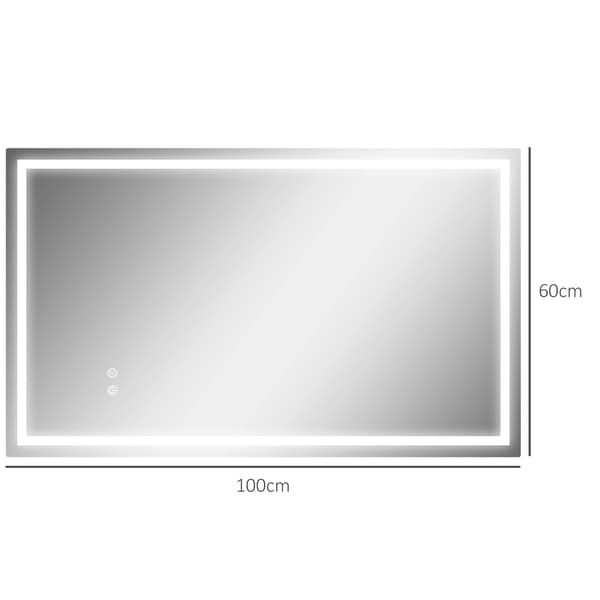Badeværelsesspejl LED 100x60x3 cm Sølv
