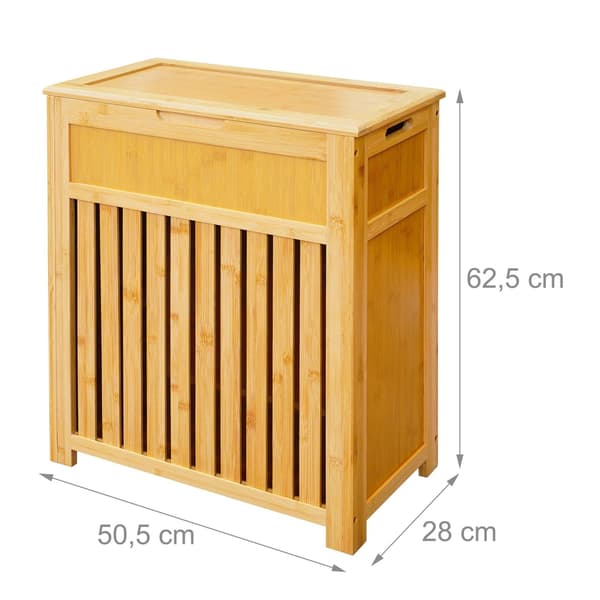 Pyykkikori kannella, bambu, 80 l, Kodustaar