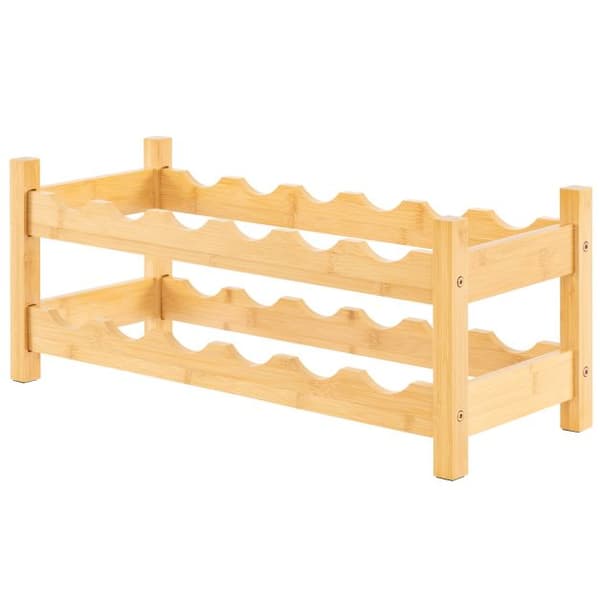 Viinipulloteline 12 pulloa 2-tasoa 62x24x25 cm luonnonväri