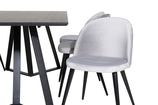 Spisebord og stol sæt Marina sort lys grå