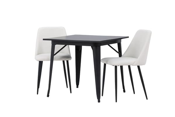Spisebord og stol sæt Tempe 80x80 cm sort MDF PU
