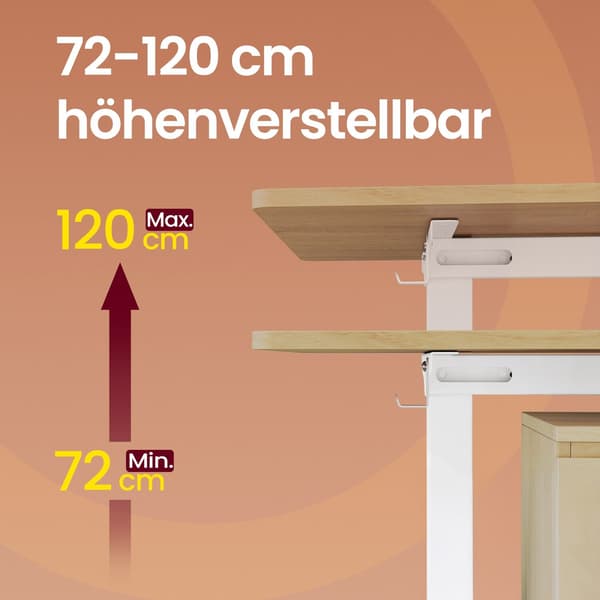Højdejusterbart skrivebordsstel, 59,6x90x120 cm, Hvid, Stål