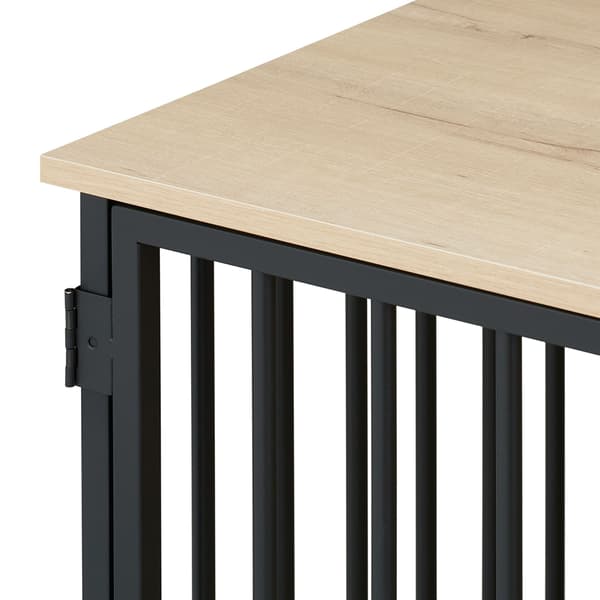Hundebur, 2 skåle, creme, sort, sølv, træeffekt, Kodustaar