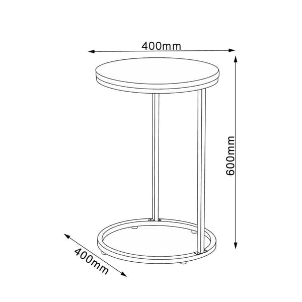 Sidebord HEDVIG 40x60 cm Sort ask metal