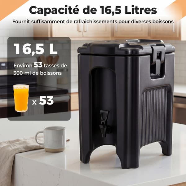 Isoleret drikkevaredispenser 16,5 L 46x30x51 cm sort