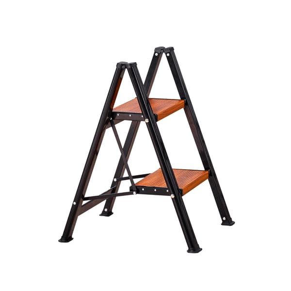 Trappestige 2 trin foldbar 44,5x49x60,5 cm sort aluminium
