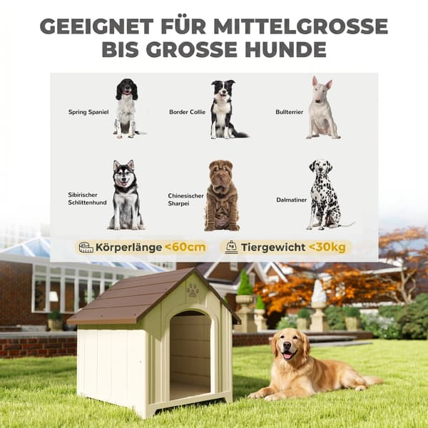 Hundehus 88x79x89 cm beige/mørkebrun