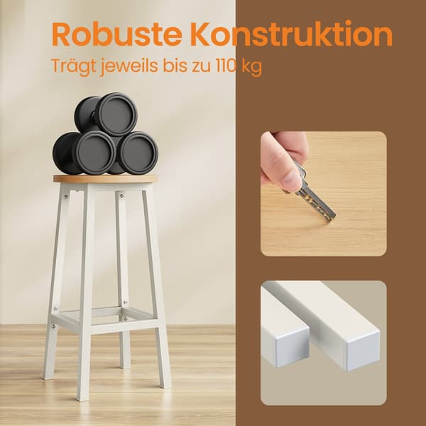 Barstolsett, 32x65 cm, Beige, Stål