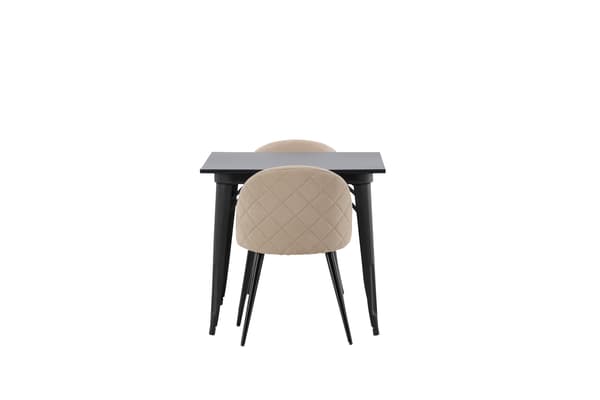 Spisebord og stole sæt Tempe sort og beige MDF og polyesterstof