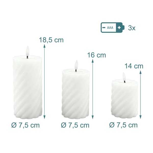 LED-ljusset, 3 delar, vit, vax, Kodustaar
