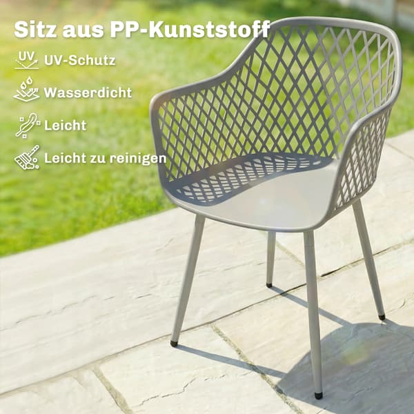 Trädgårdsstol Set 56x51x84 cm Grå Plast