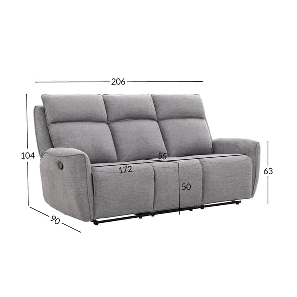 Lænestol Sofa MAREN 206x90x104 cm Gråt Stof