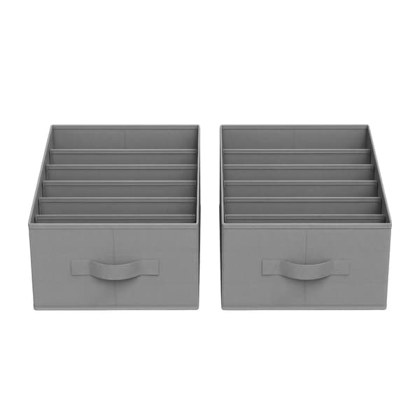Garderobsorganisatör Set Förvaringslåda 42x30x17 cm Grå Tyg