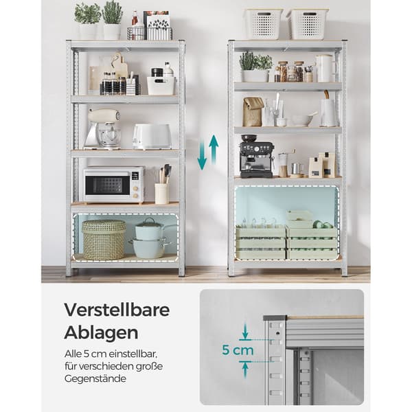 Reolsystem Sæt 180x90x40 cm Sølv Stål