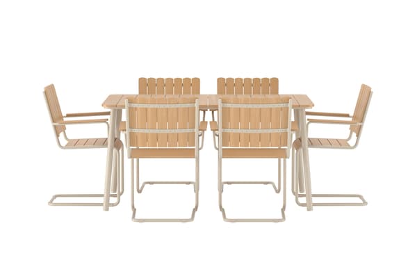 Spisebordssæt, Holmsund Rektangulær, Beige, Polywood