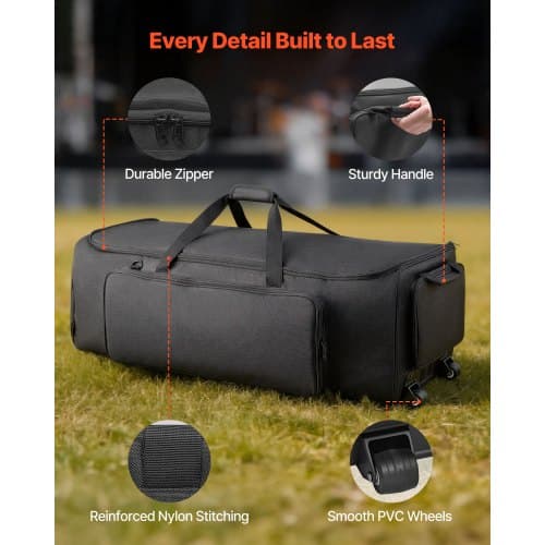 Trommehardwaretaske, 90x35x32 cm, Sort, 1680D stof