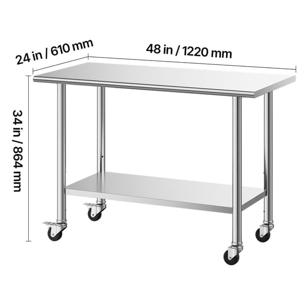Arbejdsbord 61x122x86.4 cm Rustfrit Stål