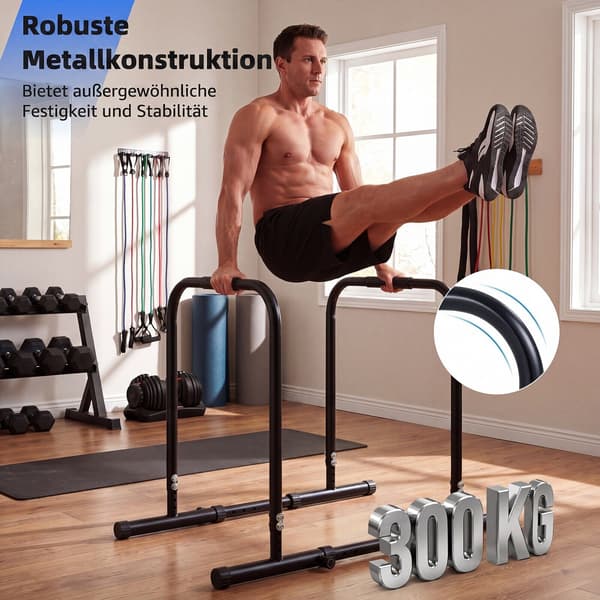 Justerbar Dip Bar Station, 300 kg kapacitet, Sort