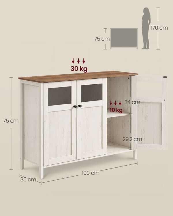 Skænk 35x100x75 cm Brun, stålstel