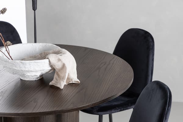 Spisebord og stole sæt Olivia Mocca og sort velour