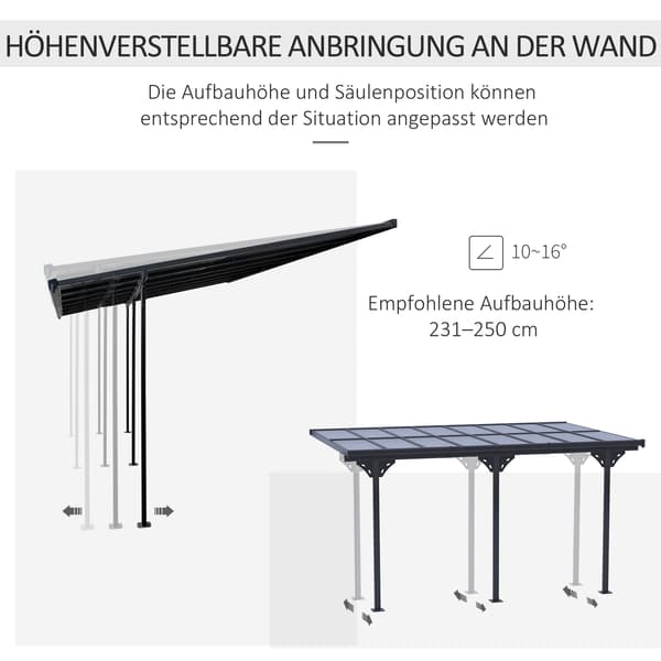 Pergola, 435x302x231 cm, harmaa, alumiini