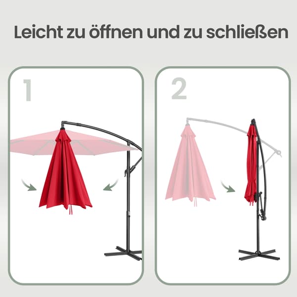 Parasol 300 cm diameter Röd Metall
