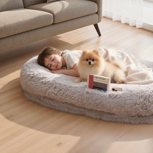 Hundeseng til mennesker, 132x86x24 cm, Grå, Memory Foam