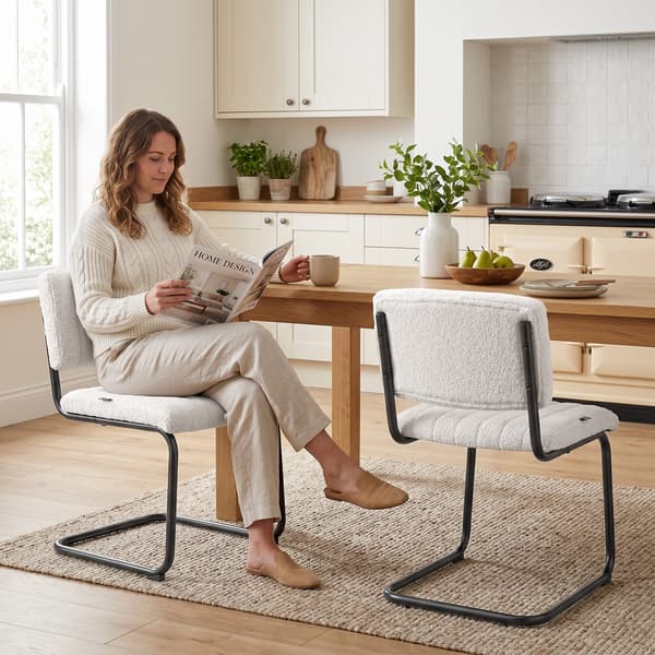Spisestuestole Sæt med 2 48x55x76 cm creme