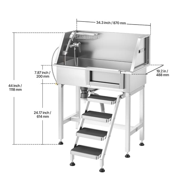 Hundevaskestation 87x49x112 cm Sølv Rustfrit Stål