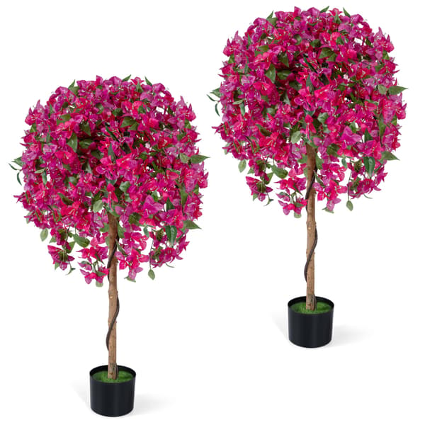 Kunstige Azalea-træer 2 stk 130 cm grøn/lyserød/sort