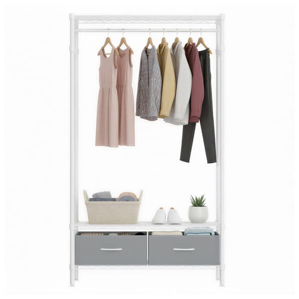 Klesstativ 40x90x180 cm Hvit Stål