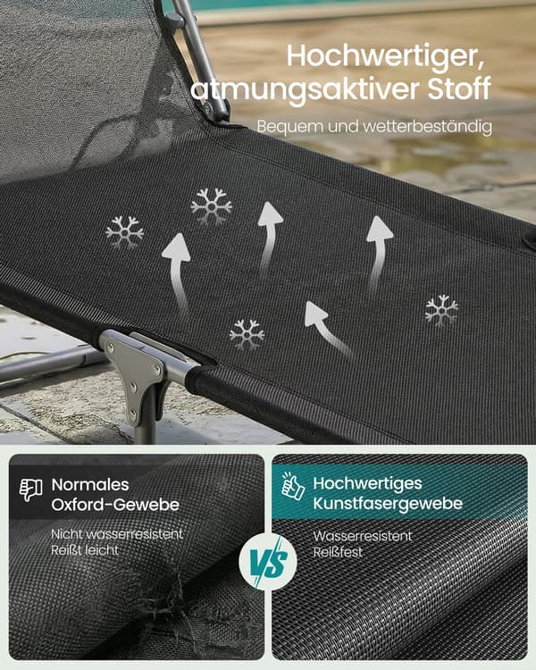 Solstolsset 189x53x28,5 cm Svart Fällbar