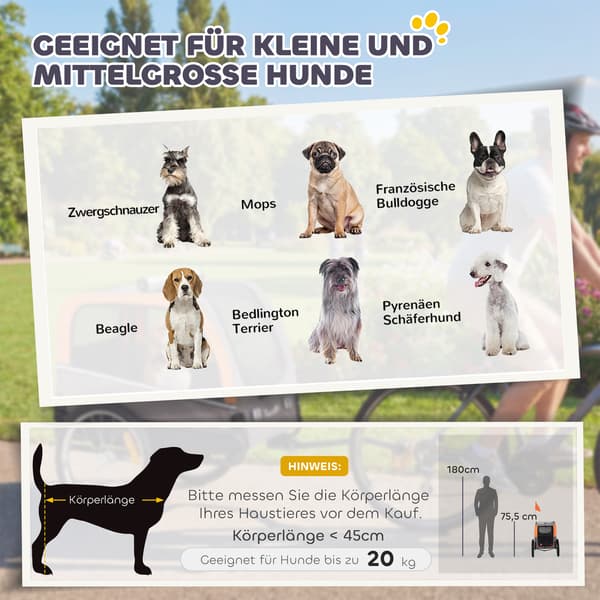 Hundecykelanhænger 127,5x57,5x75,5 cm Orange Polyester