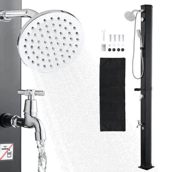 Udendørs solopvarmet bruser, 40L, 205 cm, sort, PVC