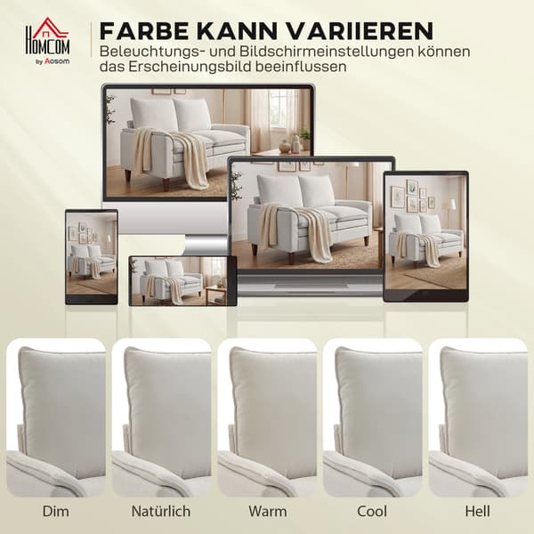 Soffa 146x84x95 cm Krämvit Chenilleklädsel