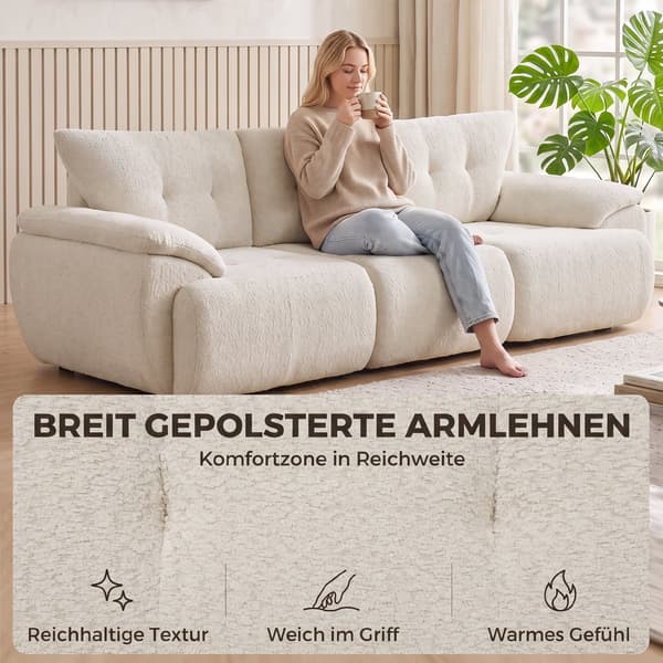 3-sits soffa 260x92x80 cm krämvit