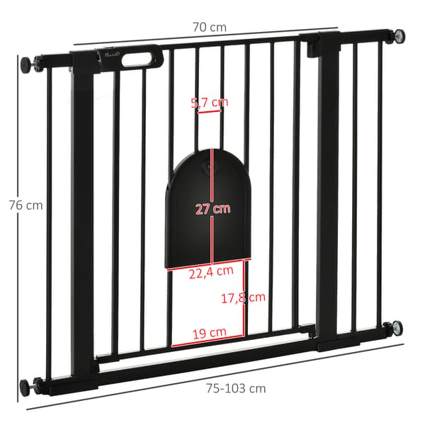 Kattelem 75-103x76 cm sort