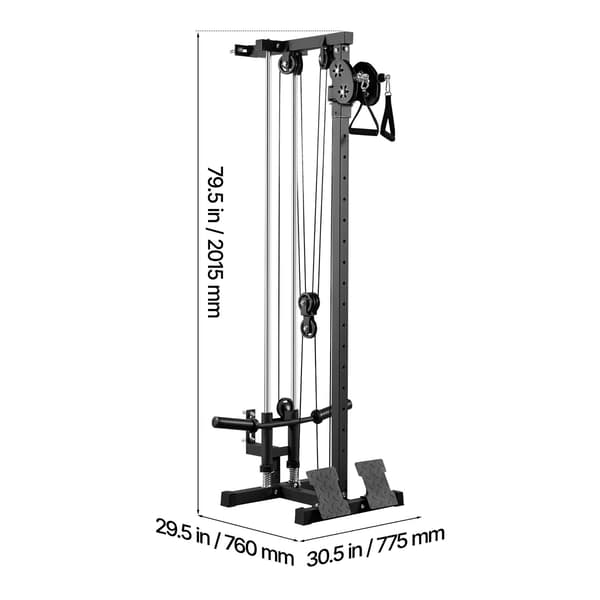 Kabelmaskin 3-i-1 Rodd Lat Pulldown 77,5x76x201,5 cm Svart Stål