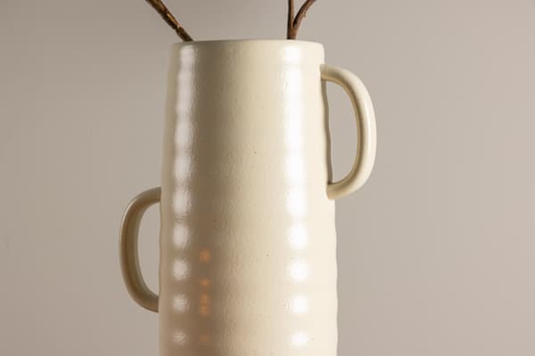 Vase Cent, 19x13x41 cm, beige, stentøj