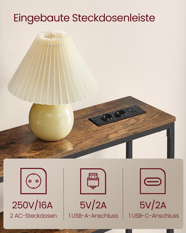 Konsolbord 20x80x80 cm Brun Sort Spånplade Stål
