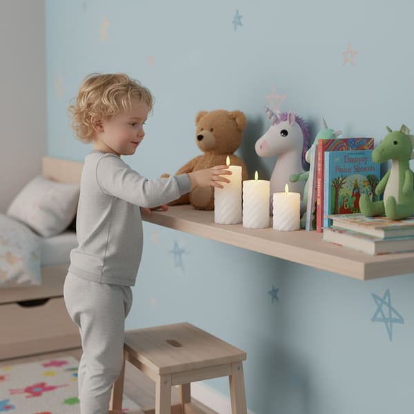 LED-ljusset, 3 delar, vit, vax, Kodustaar