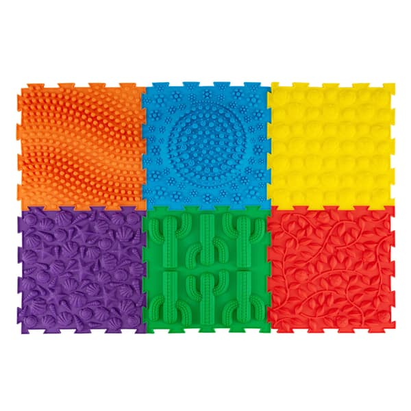 Sensoriske måtter 6 stk 30,5x30,5x1,3 cm multifarvet