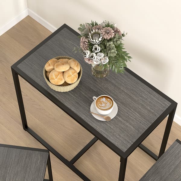 Barbord Set 90x47x76 cm Grå Metall