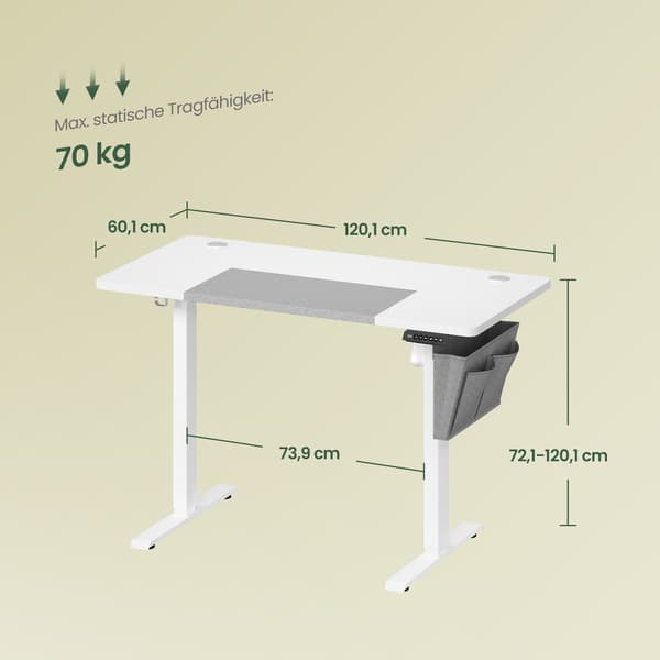 Ståbord 120x60x72-120 cm Vit-Grå Stål