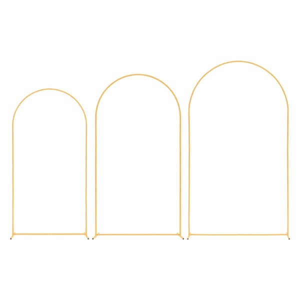Bue Baggrundsstativ, Sæt af 3, 2,4x1,4 m 2,2x1,2 m 2x1 m, Guld, Metal