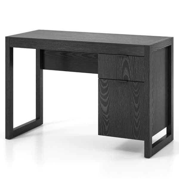 Computerbord med skab og skuffe 112x51x75 cm hvid
