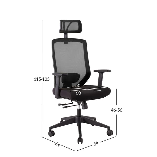 Kontorstol JOY 64x64x115-125 cm Sort