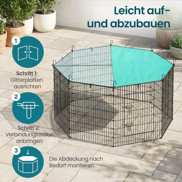 Indhegning til smådyr 175x175x80 cm Sort stål
